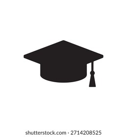 Graduation hat silhouette icon vector flat design
