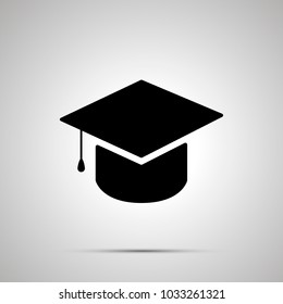 Graduation Hat silhouette, simple black icon with shadow