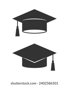 Graduación de iconos negros vectoriales de silueta