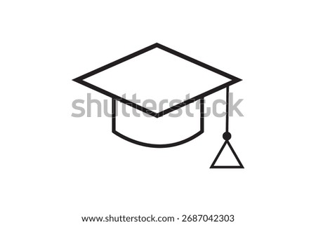 Graduation hat. Simple design. outline, flat, glyph, and minimalist.  Vector illustration.