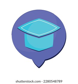 graduation hat in speech bubble icon