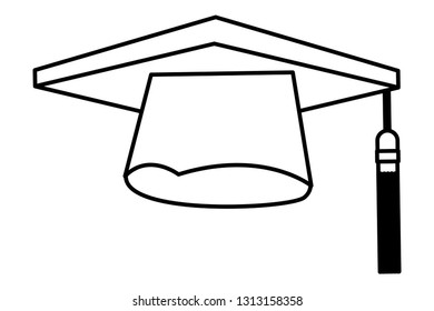 graduation hat square black and white