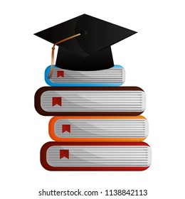 graduation hat and stacked book school