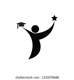 graduation hat star people logo vector