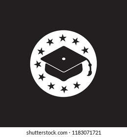 graduation hat with stars symbol vector