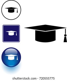 graduation hat symbol sign and button