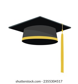 Graduation hat vector or graduation cap vector illustration. School concept. Flat vector in cartoon style.