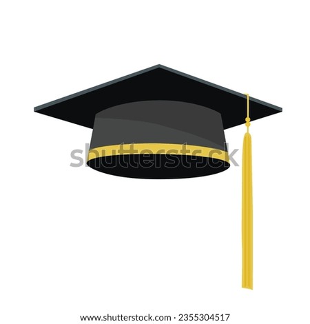 Graduation hat vector or graduation cap vector illustration. School concept. Flat vector in cartoon style. Foto d'archivio © 