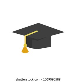 Graduation hat vector icon isolated on white background