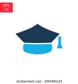 Graduation hat vector icon isolated on white background