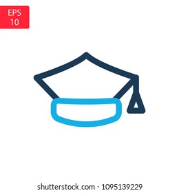 Graduation hat vector icon isolated on white background