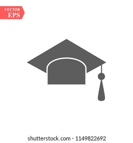 Graduation hat vector icon isolated on white background