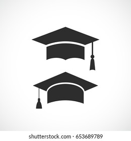 Graduation Hat Vector Icon Isolated On White Background