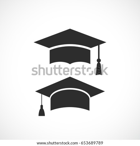 Graduation hat vector icon isolated on white background