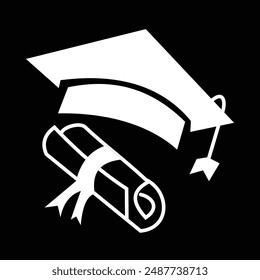 Graduation Hat Vector icon  logo Graduation Hat And Diploma icon 