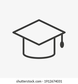 Graduation Hat Vector Icon. Outline Illustration. University Pictogram.