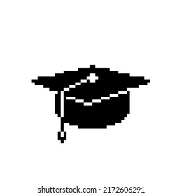 Icono de vector de la graduación. Logo de 8 bits de arte de píxeles. eps10