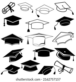 Graduation Hat vector icon set. education illustration sign collection. university symbol. student logo.