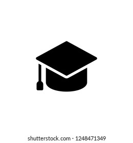 Graduation hat vector icon in solid/glyph style