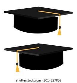 Graduation hat vector illustration in the flat style. Graduation cap isolated on the background.