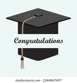 Graduation hat vector isolated illustration.
