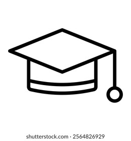 Graduation Hat Vector Line Icon Design