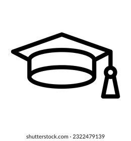 Graduation Hat Vector Thick Line Icon For Personal And Commercial Use.
