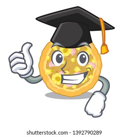 Graduation hawaiian pizza in the mascot shape