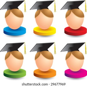 graduation heads on colored discs