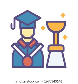 graduation icon after taking the exam and getting the trophy