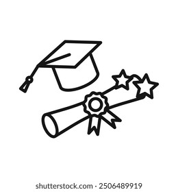 Graduation icon Black line art vector logo