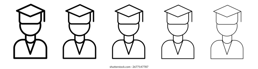 Ícone de graduação preto e branco sinal de vetor