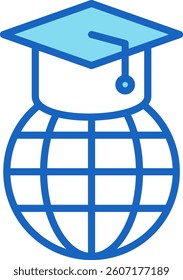 Graduation Icon Blue Vector Illustration