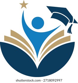 Graduation Icon with Book and Star Symbolizing Education Achievement