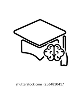 graduation icon. brains and graduate hats. Brain and graduation hat icon design. Education and institutional logo design. line design style