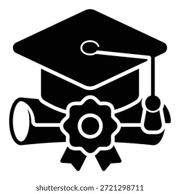 Graduiertensymbol mit Graduierungskappe und Diplom-Schriftrolle