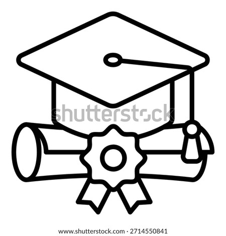 Graduation icon with graduation cap and diploma scroll