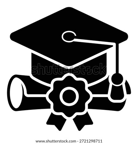 Graduation icon with graduation cap and diploma scroll