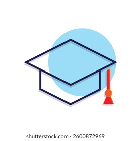 graduation icon. graduation cap toga vector. describes education, learning outcomes, undergraduate. for events, celebrations, flyers. Mixed design style