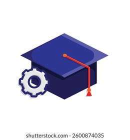graduation icon. graduation cap toga vector. describes education, learning outcomes, undergraduate. for events, celebrations, flyers. flat color design style