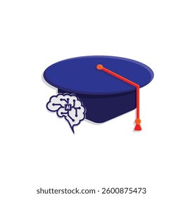 graduation icon. graduation cap toga vector with artificial intelligence brain. explaining education, learning outcomes, bachelor. for events, celebrations, flyers. Solid design style