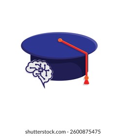 graduation icon. graduation cap toga vector with artificial intelligence brain. explaining education, learning outcomes, bachelor. for events, celebrations, flyers. Solid design style