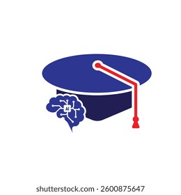 graduation icon. graduation cap toga vector with artificial intelligence brain. explaining education, learning outcomes, bachelor. for events, celebrations, flyers. Solid design style