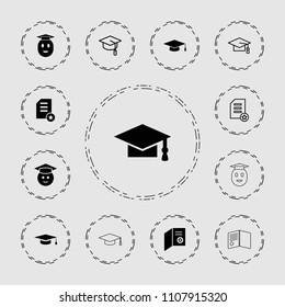 Graduation icon. collection of 13 graduation filled and outline icons such as diploma, graduate emoji. editable graduation icons for web and mobile.