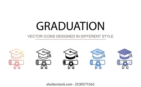 Diseño de icono de graduación con fondo blanco