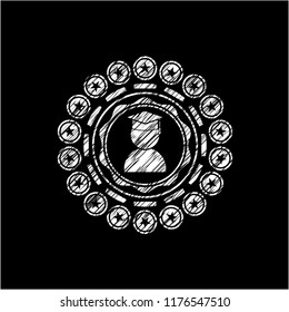 graduation icon drawn with chalkboard texture
