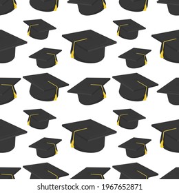 Graduation Icon Emoji Pattern. Education Seamless Background Symbols. Doodle Emoticon Illustration Design Vector.