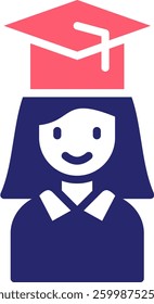 Graduation Icon Fill Vector Illustration