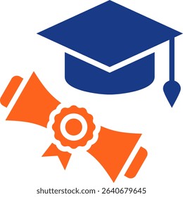 Graduation Icon Fill Vector Illustration