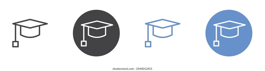 Icono de graduación Conjunto plano en color blanco y negro